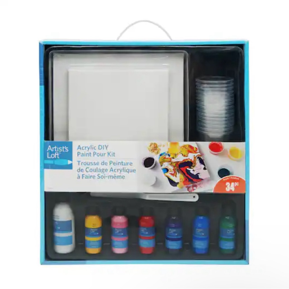 NIB Artist’s Loft 34 piece Acrylic DIY Paint Pour Kit Summer Boredom Buster!